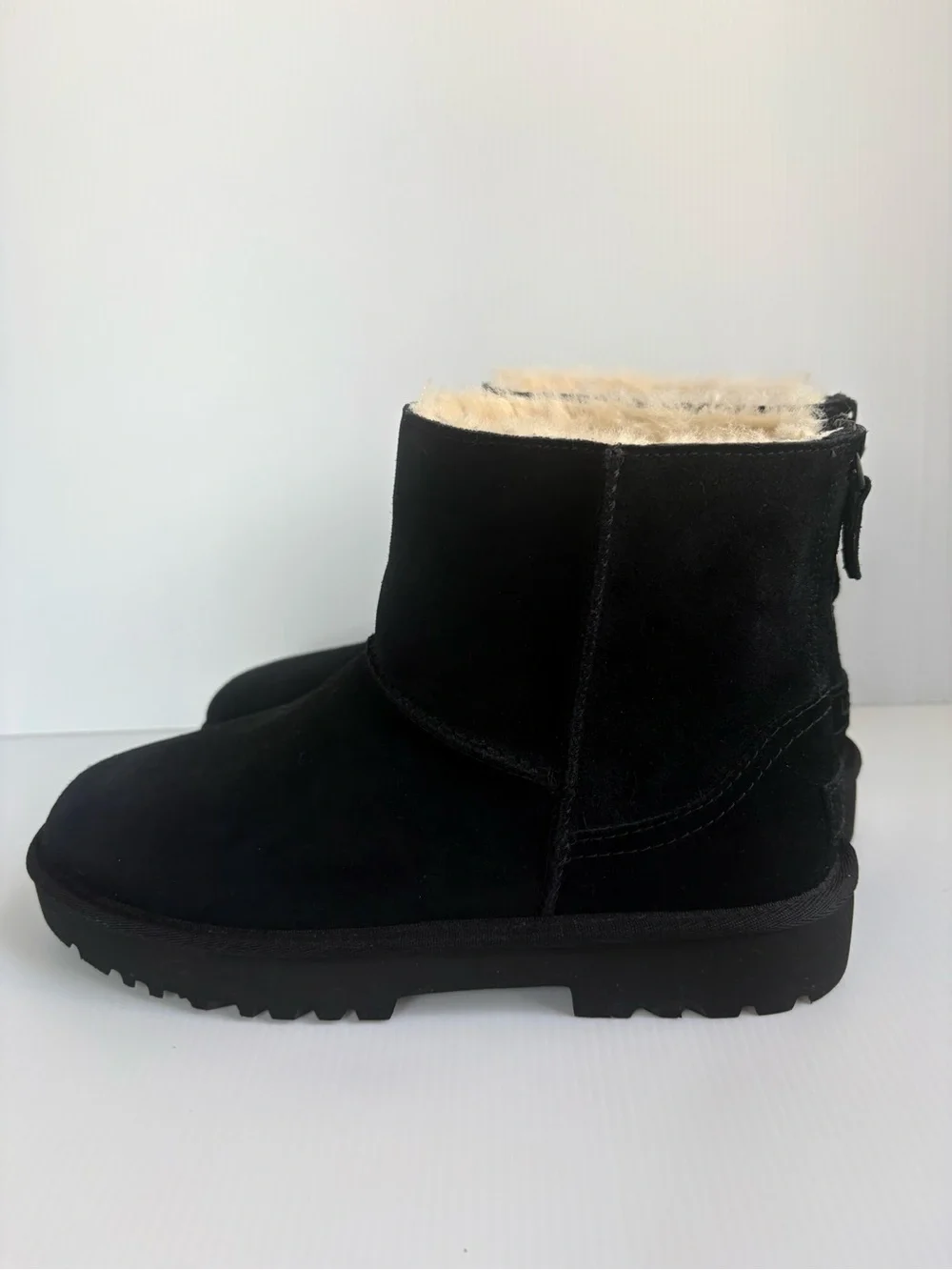 UGG Classic Mini Black Suede Shearling Boot